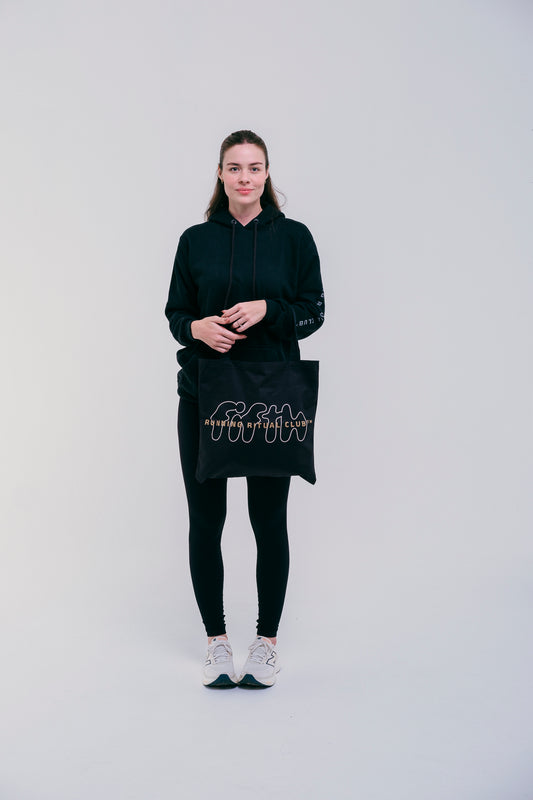 Ecobag FIFTH – bolsa sustentável minimalista preta, estilo urbano fitness