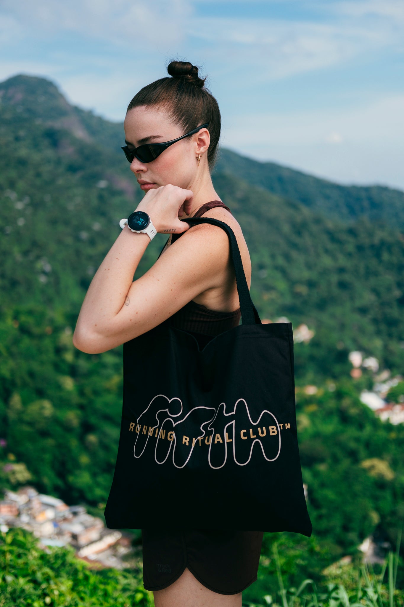 Ecobag FIFTH – bolsa sustentável minimalista preta, estilo urbano fitness